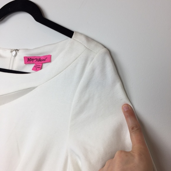 Betsey Johnson Ivory Skater Dress Mesh Inserts 6 - Picture 5 of 8